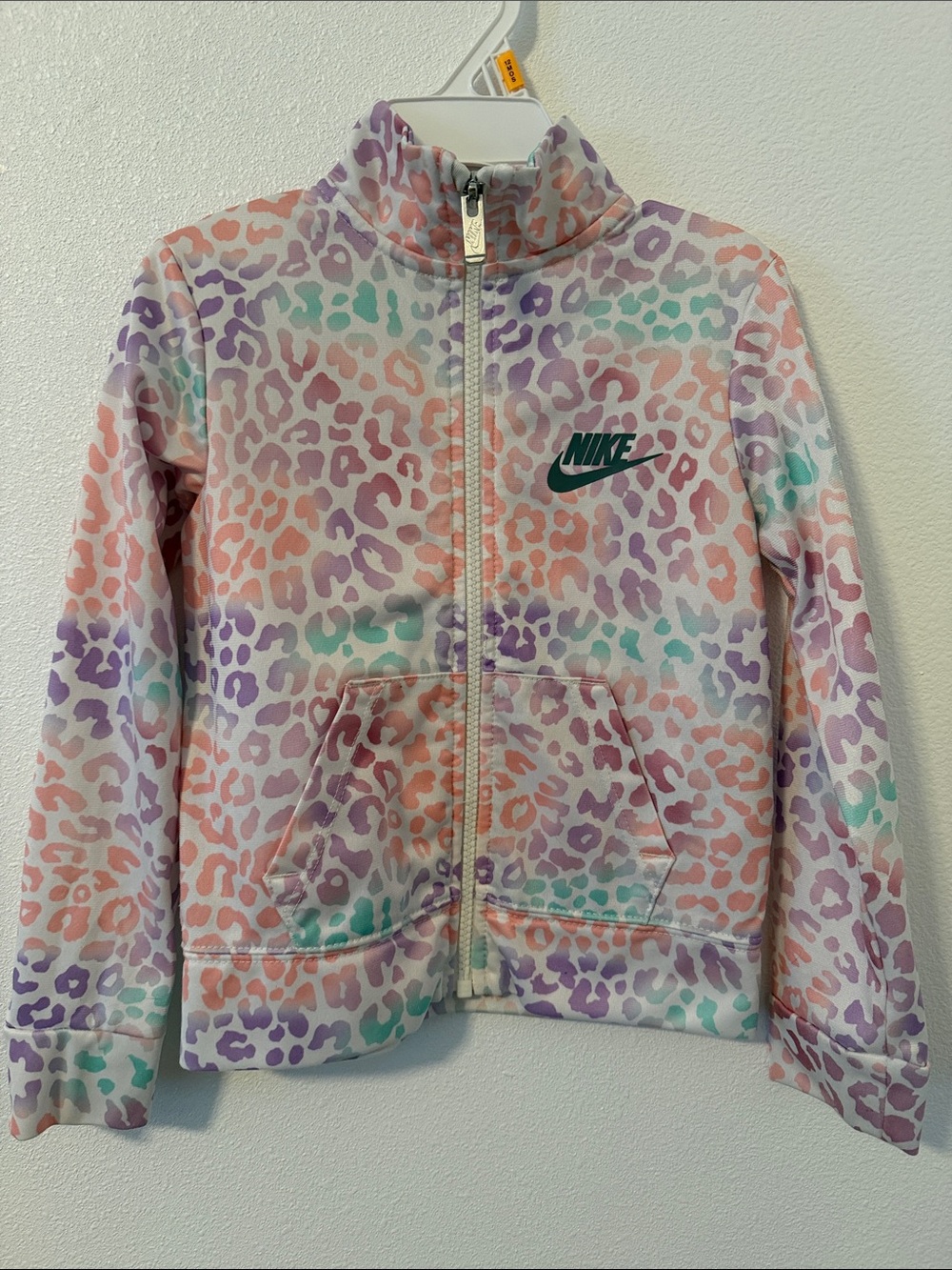 Nike Girls' Pastel Leopard Zip-Up Jacket - Mint, Lavender, Peach
